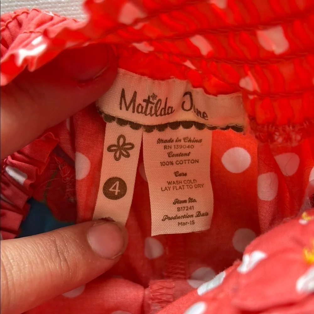 Matilda Jane Shorts Retro Dream Dot Pink Hello Lovely Button Puff Size 4